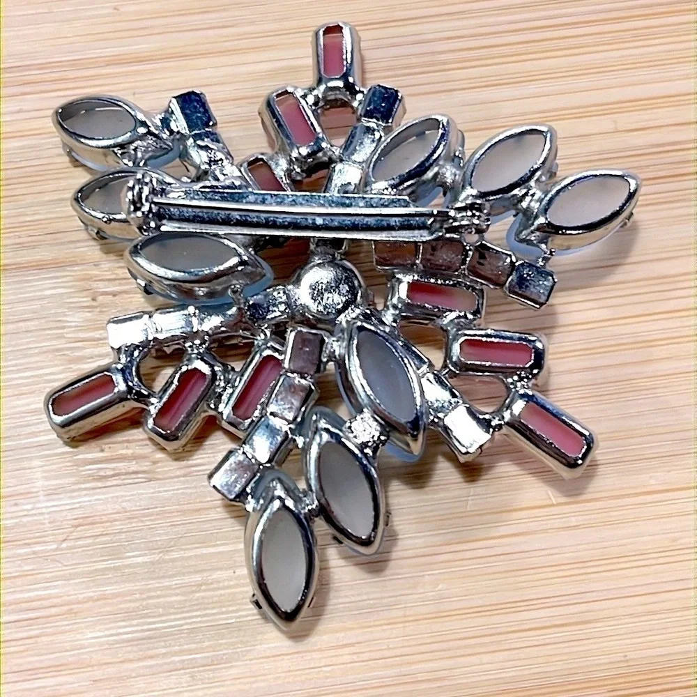 Set of 2 Antique Vintage Brooches Large Decorative Rhinestone Pins Blazer Jacket